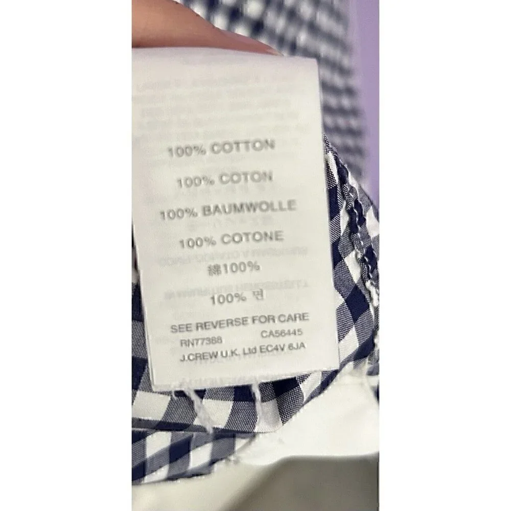 J Crew Ludlow Mens M Gingham Plaid Long Sleeve Shirt Blue White Preppy Old Money